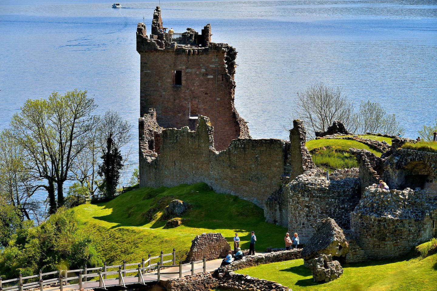 Grant Tower at Urquhart Castle at Loch Ness in Scottish Highlands