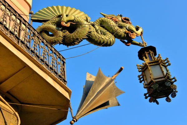 Dragon on Casa Bruno Cuadros on La Rambla in Barcelona, Spain - Encircle Photos
