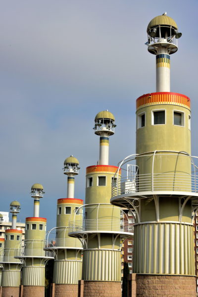 Towers at Spain Industrial Park in Sants-Montjuïc District in Barcelona, Spain - Encircle Photos