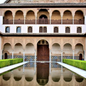 Court of the Myrtles South Façade at Alhambra in Granada, Spain - Encircle Photos