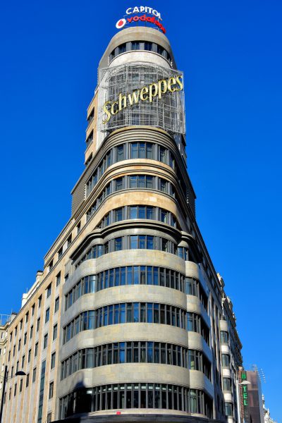 Schweppes Sign on Edificio Carrión Building in Madrid, Spain - Encircle Photos