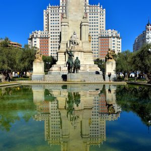 Cervantes Monument at Plaza de España in Madrid, Spain - Encircle Photos