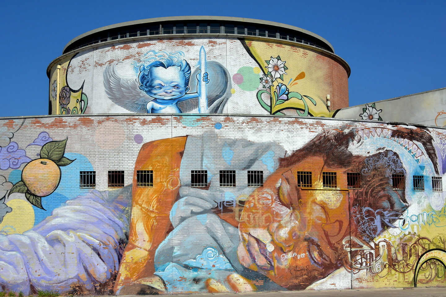 Plaza de Armas Mural on Main Bus Station in Seville, Spain Encircle Photos