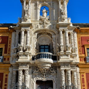 Entrance of San Telmo Palace in María Luisa Park in Seville, Spain - Encircle Photos