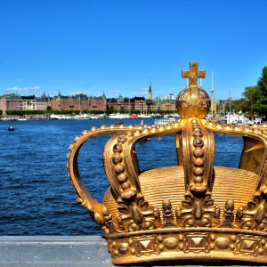 Gilded Crown on Skeppsholm Bridge in Stockholm, Sweden - Encircle Photos