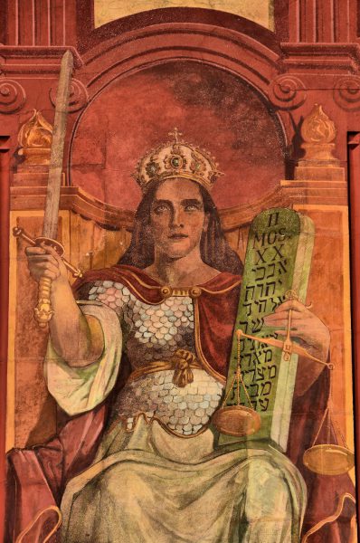 Rathaus Roman Goddess Justitia Fresco in Basel, Switzerland - Encircle Photos