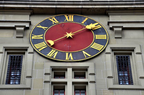 Käfigturm Tower Clock Close Up in Bern, Switzerland - Encircle Photos