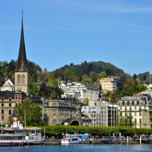 Buildings along Nationalquai from Seebrüeche in Lucerne, Switzerland - Encircle Photos