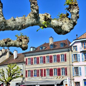Restaurants along Rue de Rive in Nyon, Switzerland - Encircle Photos