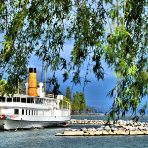 Docked Paddle Steamer in Ouchy, Switzerland - Encircle Photos