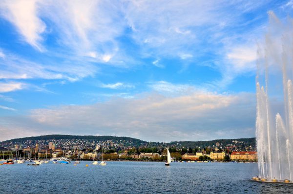 Jet d’Eau in Lake Zurich Hafen Enge in Zurich, Switzerland - Encircle Photos