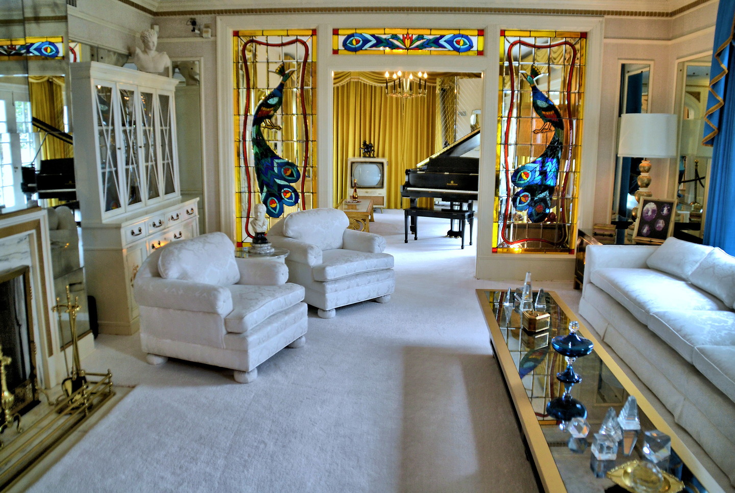 Living Room and Music Room in Graceland Mansion in Memphis, Tennessee