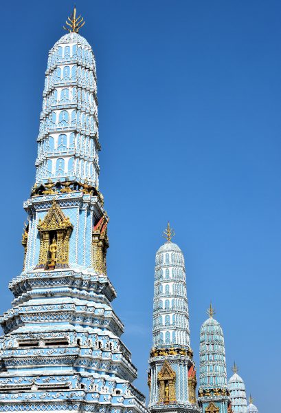 Four Towers Called Prangs or Chedi at Grand Palace in Bangkok, Thailand - Encircle Photos