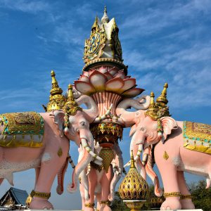 Pink Elephant Statue Outside of Grand Palace in Bangkok, Thailand - Encircle Photos