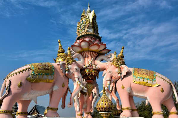 Pink Elephant Statue Outside of Grand Palace in Bangkok, Thailand - Encircle Photos