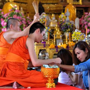 Buddhist Ceremony in Ordination Hall at Wat Arun in Bangkok, Thailand - Encircle Photos