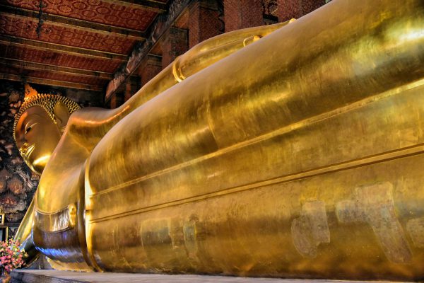 Horizontal View of Reclining Buddha at Wat Pho in Bangkok, Thailand - Encircle Photos