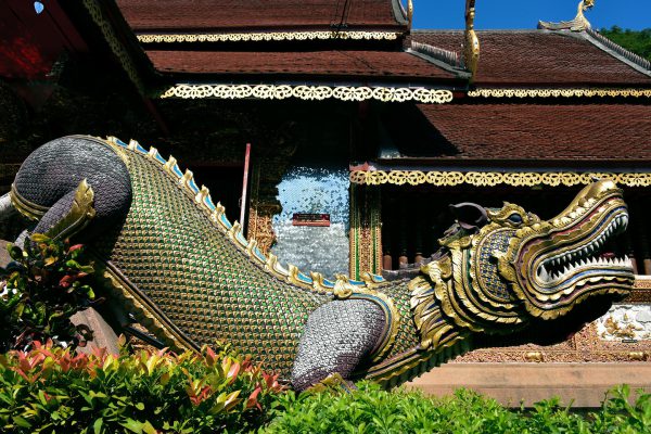 Full-size Dragon at Wat Chai Mongkol in Chiang Mai, Thailand - Encircle Photos