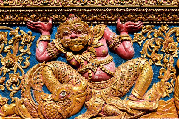 Yaksha Relief at Wat Chai Mongkol in Chiang Mai, Thailand - Encircle Photos