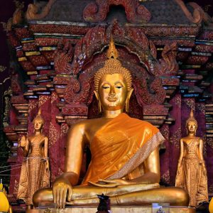 Buddha Statues on Altar at Wat Chiang Man in Chiang Mai, Thailand - Encircle Photos