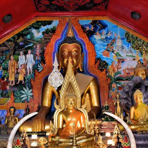 Buddha with Flame Halo at Wat Doi Suthep in Chiang Mai, Thailand - Encircle Photos