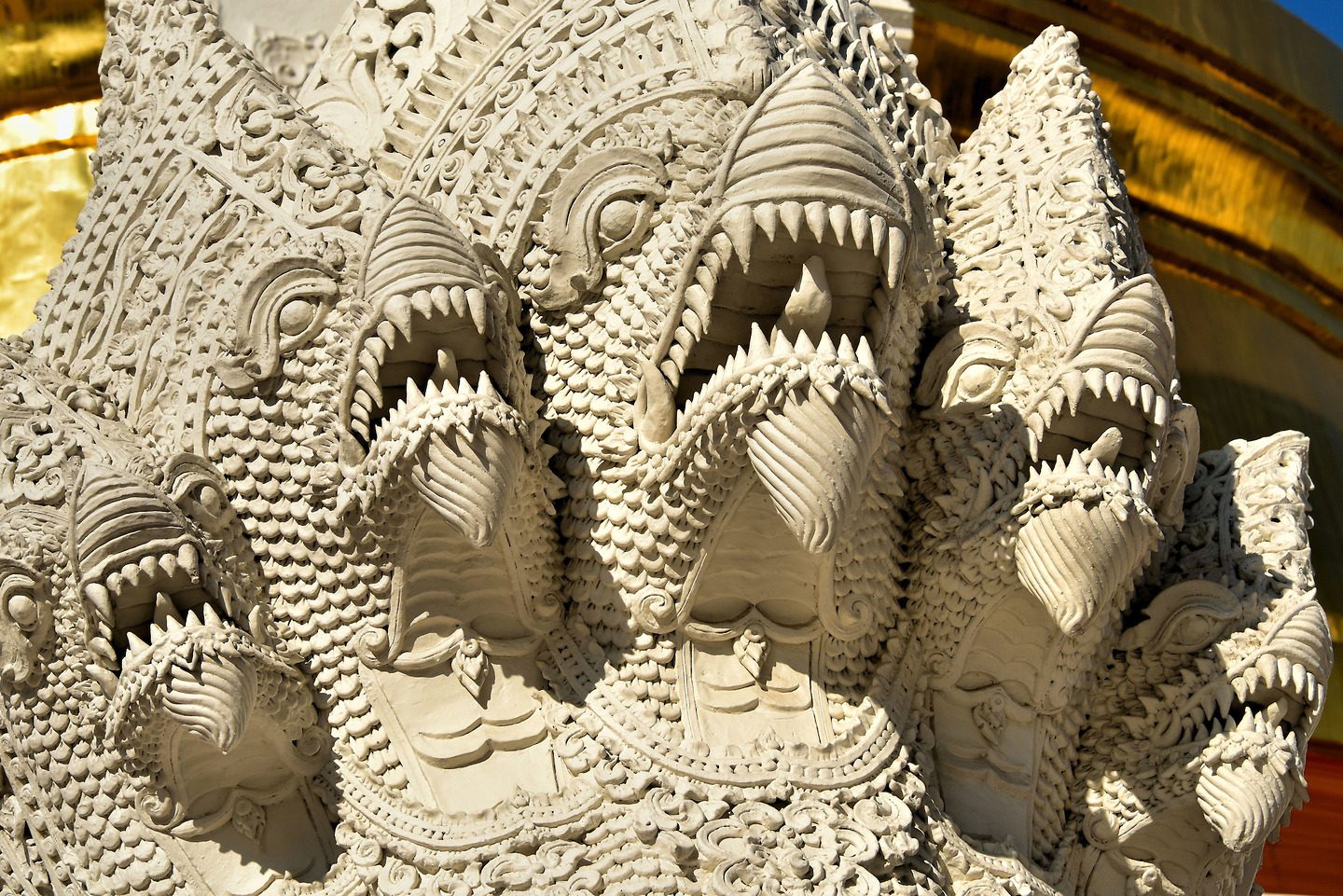 Seven-headed Nāga Sculpture at Wat Suan Dok in Chiang Mai, Thailand - Encircle Photos