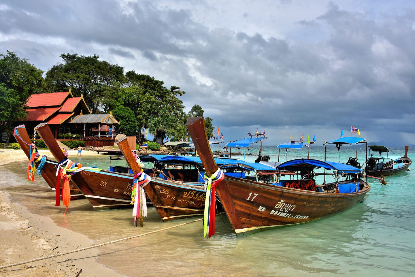 Longtails at Laem Tong Beach on Phi Phi Don, Thailand Encircle Photos