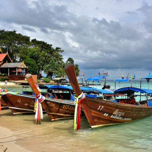 Longtails at Laem Tong Beach on Phi Phi Don, Thailand - Encircle Photos