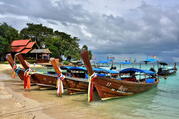 Longtails at Laem Tong Beach on Phi Phi Don, Thailand - Encircle Photos