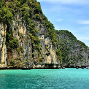 Cliff and Water at Pileh Cove on Phi Phi Ley, Thailand - Encircle Photos