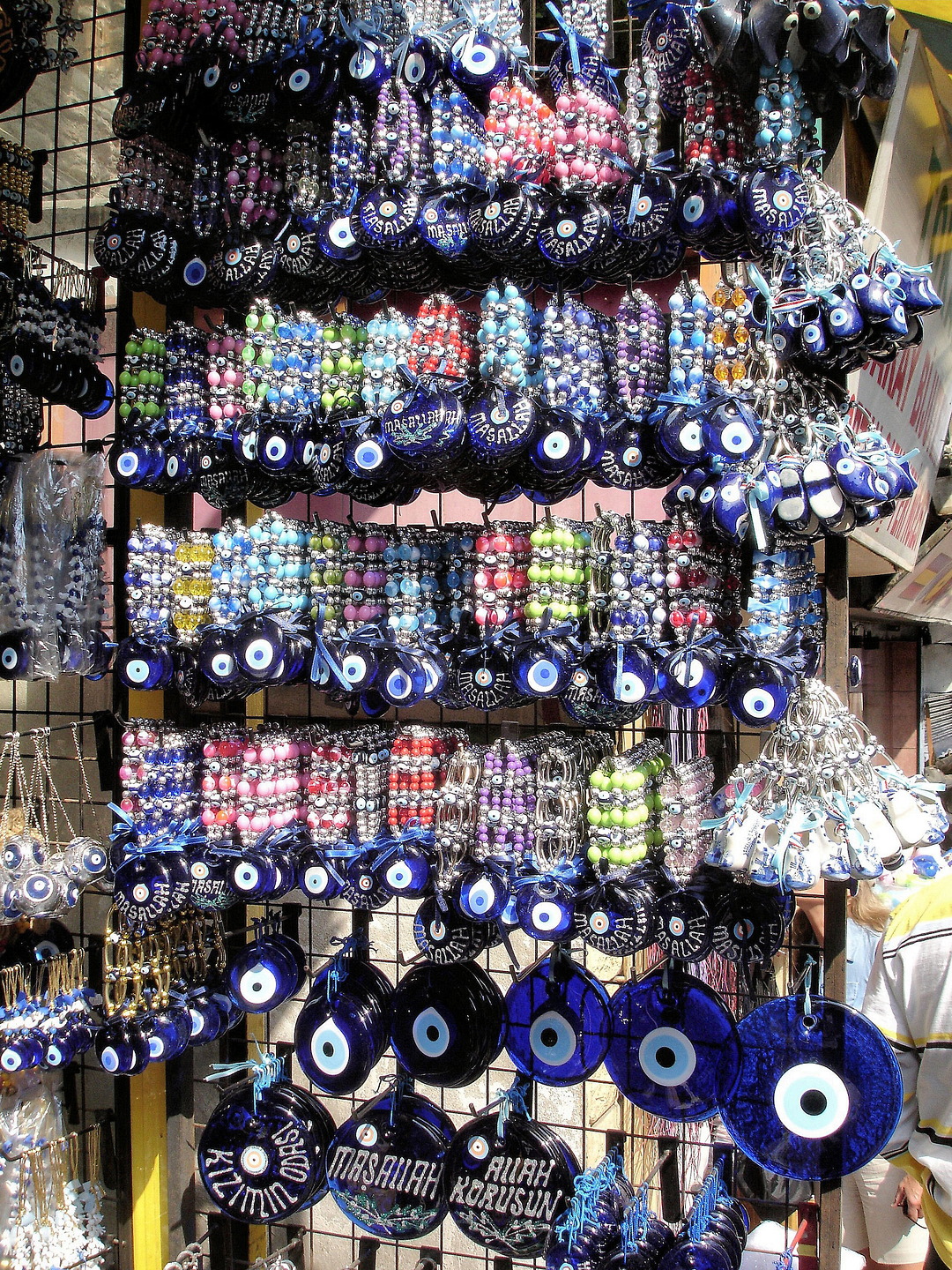 Nazar Amulet Jewelry Display Protects from Evil Eye in Istanbul, Turkey