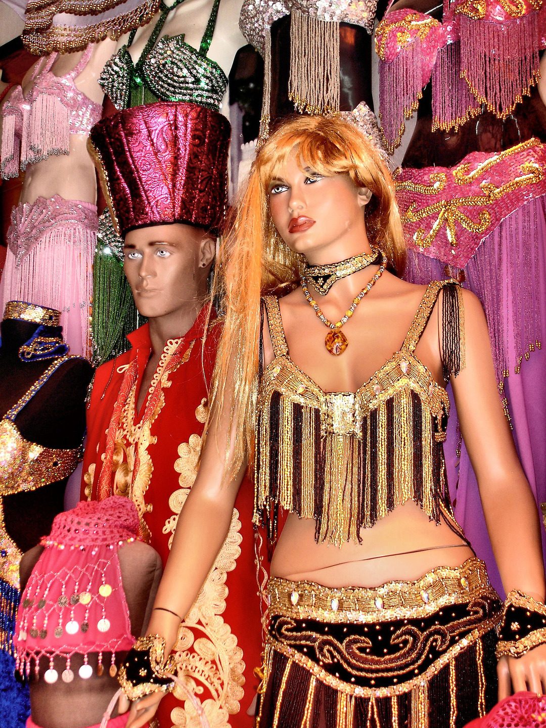 Belly Dancer Outfit and Ottoman Kaftan on Mannequins in Marmaris, Turkey - Encircle Photos