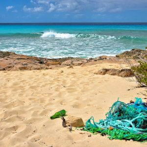 Beer Bottle and Fishing Net at English Point in Grand Turk, Turks and Caicos Islands - Encircle Photos