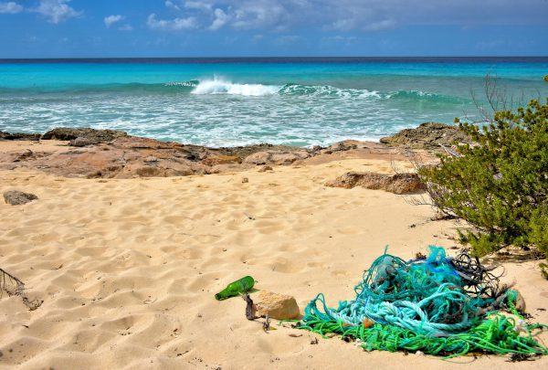 Beer Bottle and Fishing Net at English Point in Grand Turk, Turks and Caicos Islands - Encircle Photos