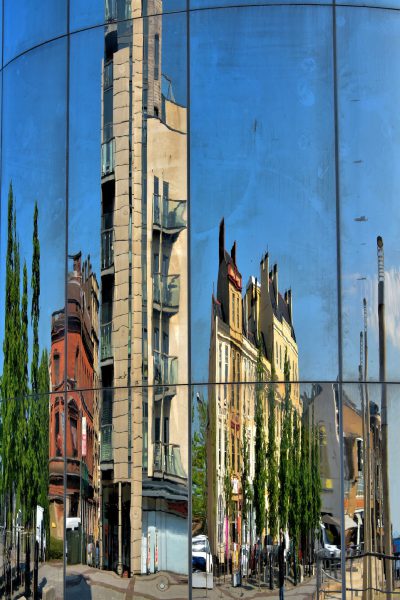 Water Tower Reflection in Cardiff, Wales - Encircle Photos