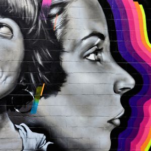 Two Women and Rainbow Colors Mural in Seattle, Washington - Encircle Photos