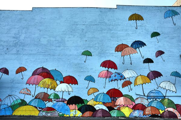 Umbrellas Mural in Dome District by Chris Sharp in Tacoma, Washington - Encircle Photos