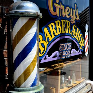 Spinning Barber Shop Pole in Hayward, Wisconsin - Encircle Photos