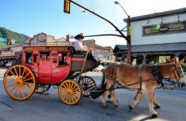 Stagecoach on Broadway near Town Square in Jackson Hole, Wyoming - Encircle Photos